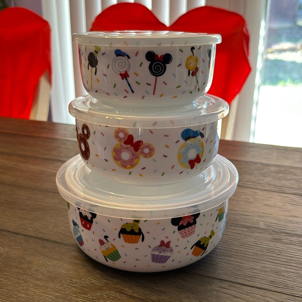 NEW Disney Mickey Mouse Ceramic Food Storage Container Set (3 pieces)